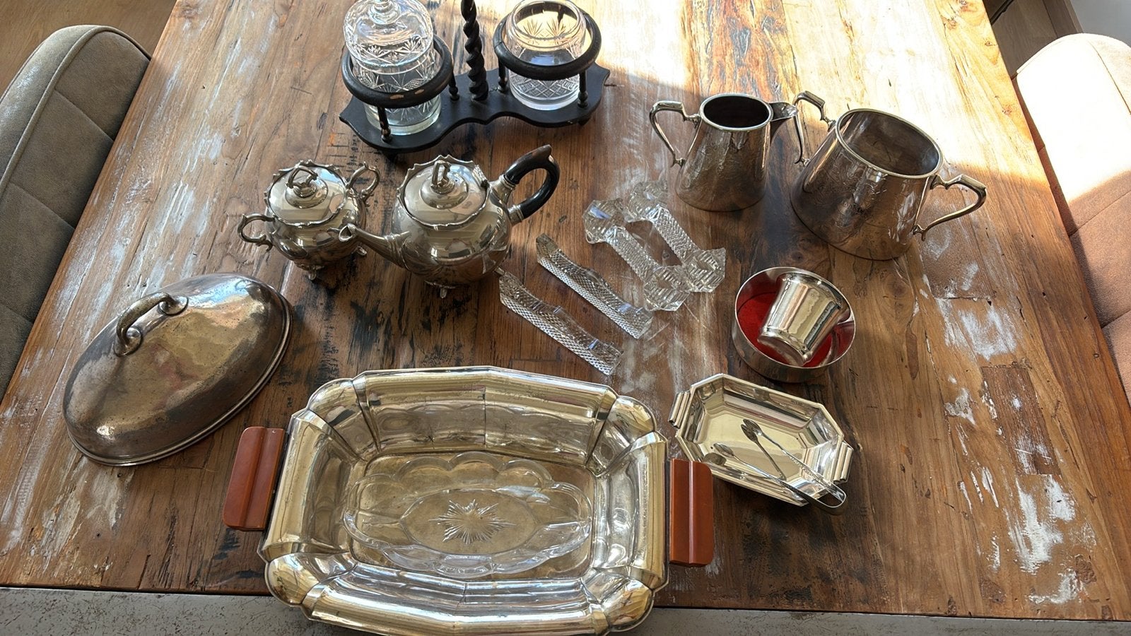 Diverse verzameling van zilverwerk en glaswerk, Ophalen of Verzenden, Zilver