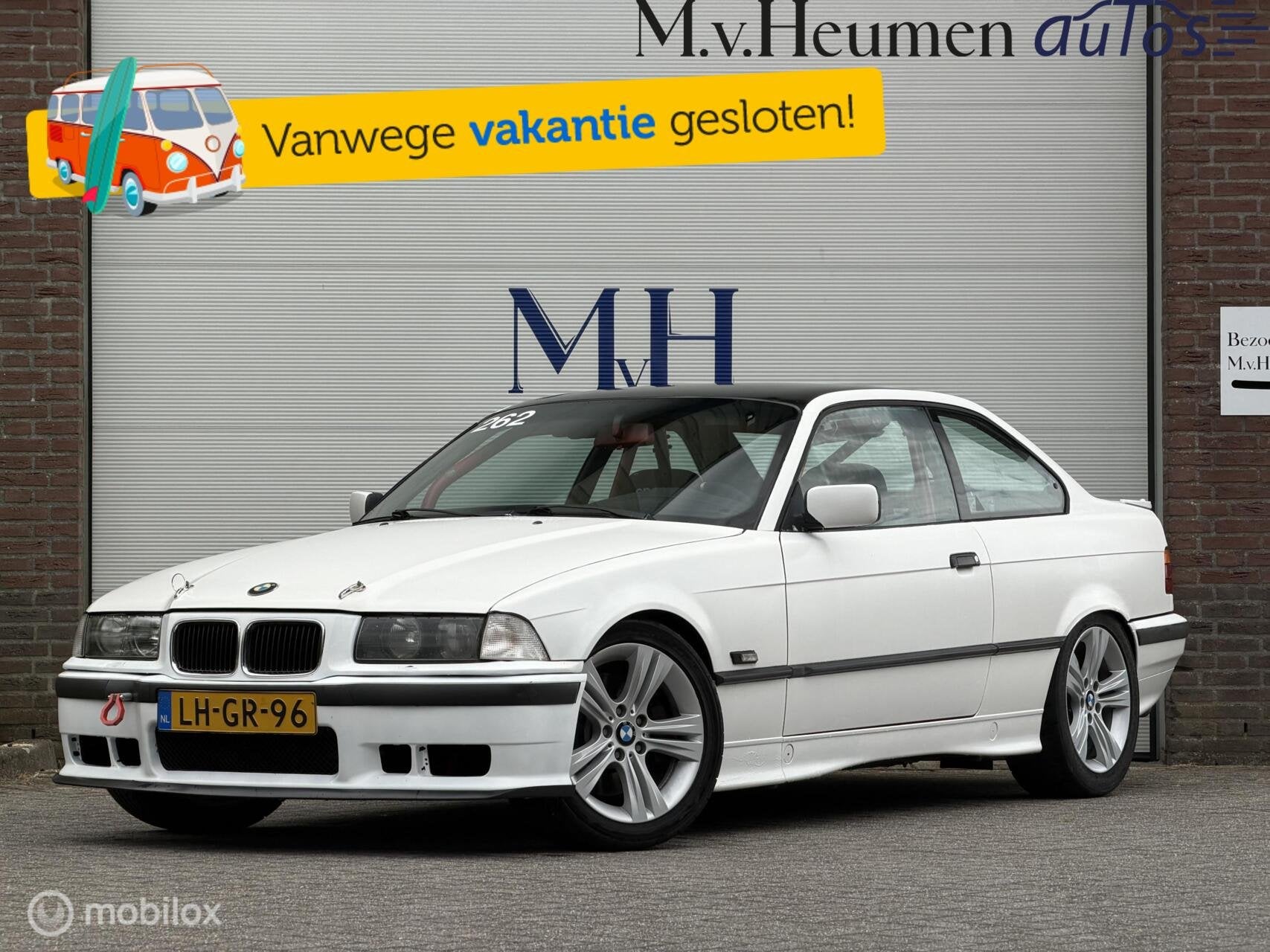 BMW 3-serie E36 Coupé 328i Circuit klaar Rolkooi Sparco, Zwart, 1290 kg, 4 stoelen, Wit