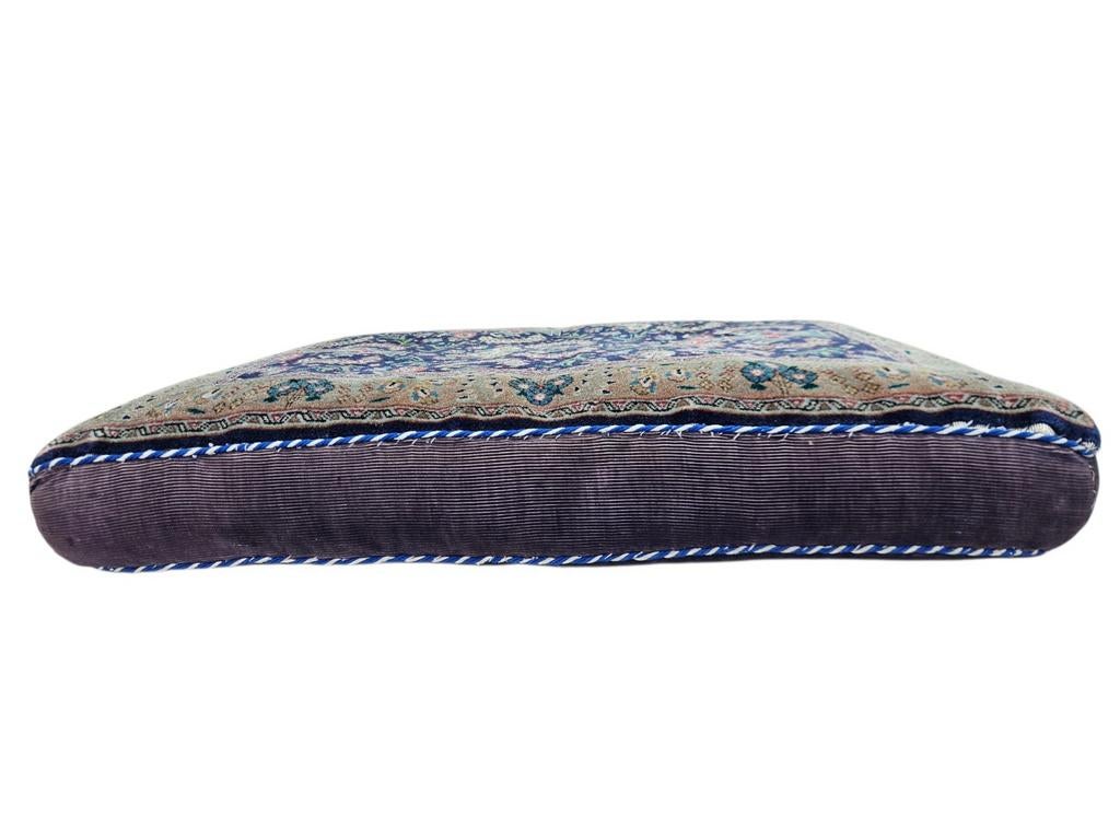 Handmade Persian wool Tabriz cushion floral blue 61x88x13cm, Persian Perzisch vintage oosters hype, Crème, Gebruikt, 50 tot 100 cm