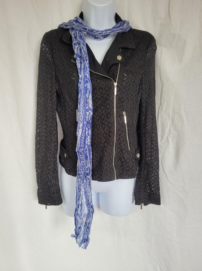 Leuke blauw-witte sjaal, kreukelstof, Maat 38/40 (M), ., Ophalen of Verzenden, Zo goed als nieuw