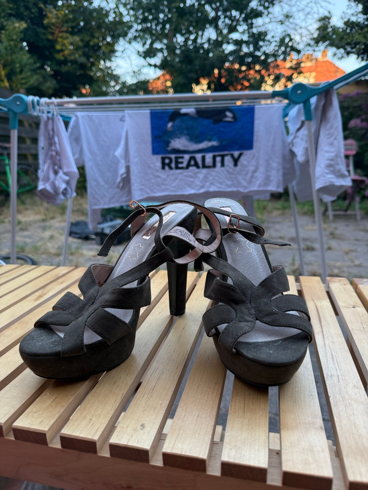 Donkergroene sandalen met hoge hakken - primark, Zo goed als nieuw, Groen, Sandalen of Muiltjes, Ophalen of Verzenden