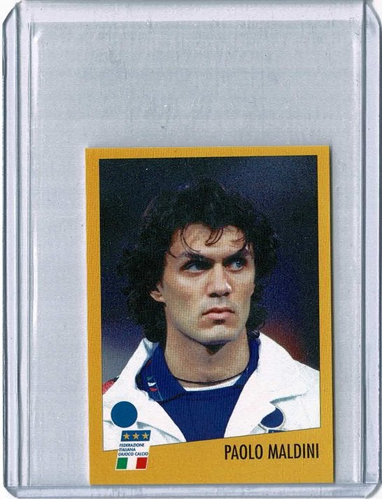 Paolo Maldini Sticker Merlin Azzurri con 1998 WK Frankrijk, Ophalen of Verzenden, Gebruikt, Buitenlandse clubs, Poster, Plaatje of Sticker