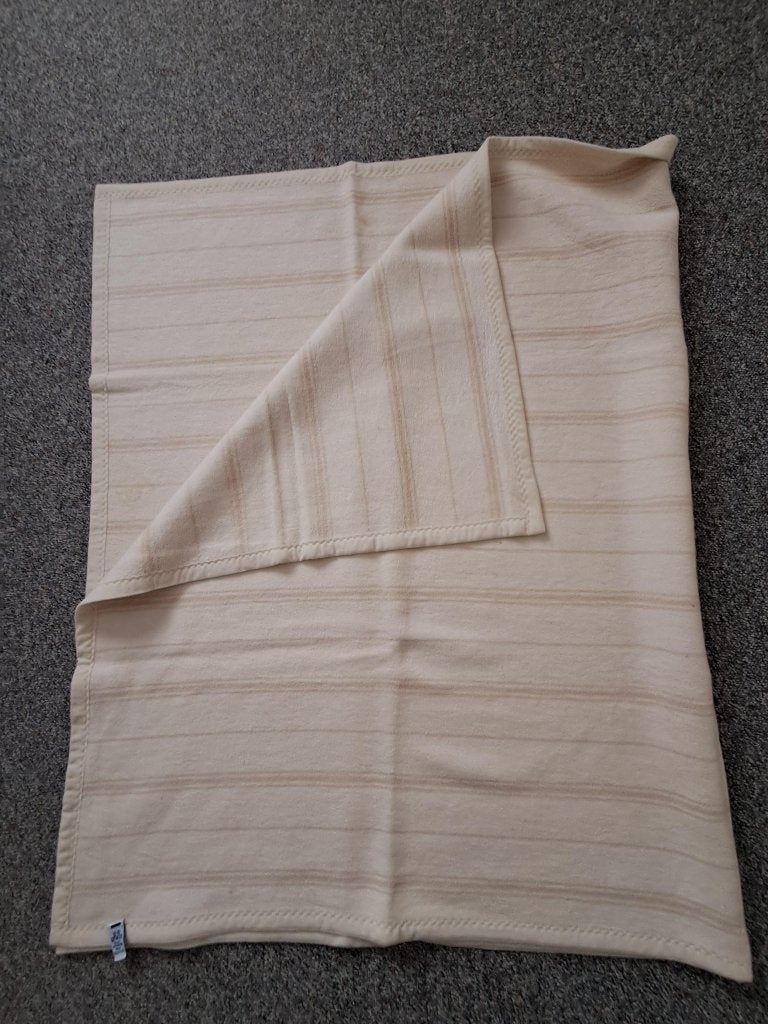 Vintage HEMA Katoenen Deken / Plaid – Ruit Beige, Huis en Inrichting, Katoen, Beige, Ophalen of Verzenden, Zo goed als nieuw
