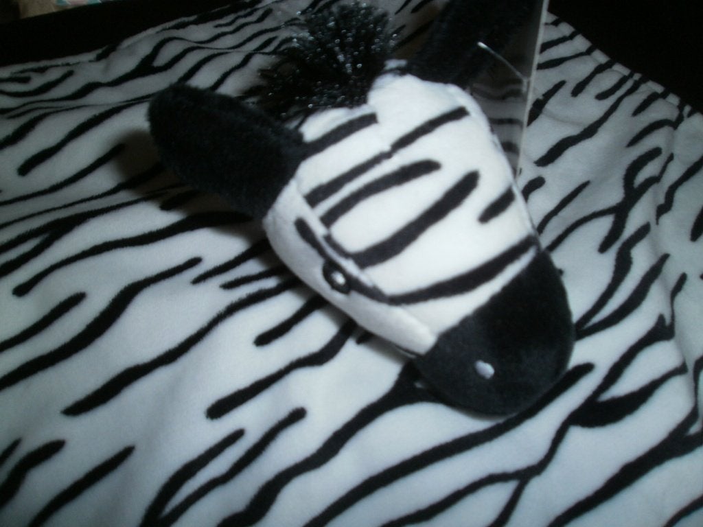 Wibra zebra doekje zwart wit gestreept 25x25 cm velours met, Paard, Overige merken, Met geluid, Nieuw