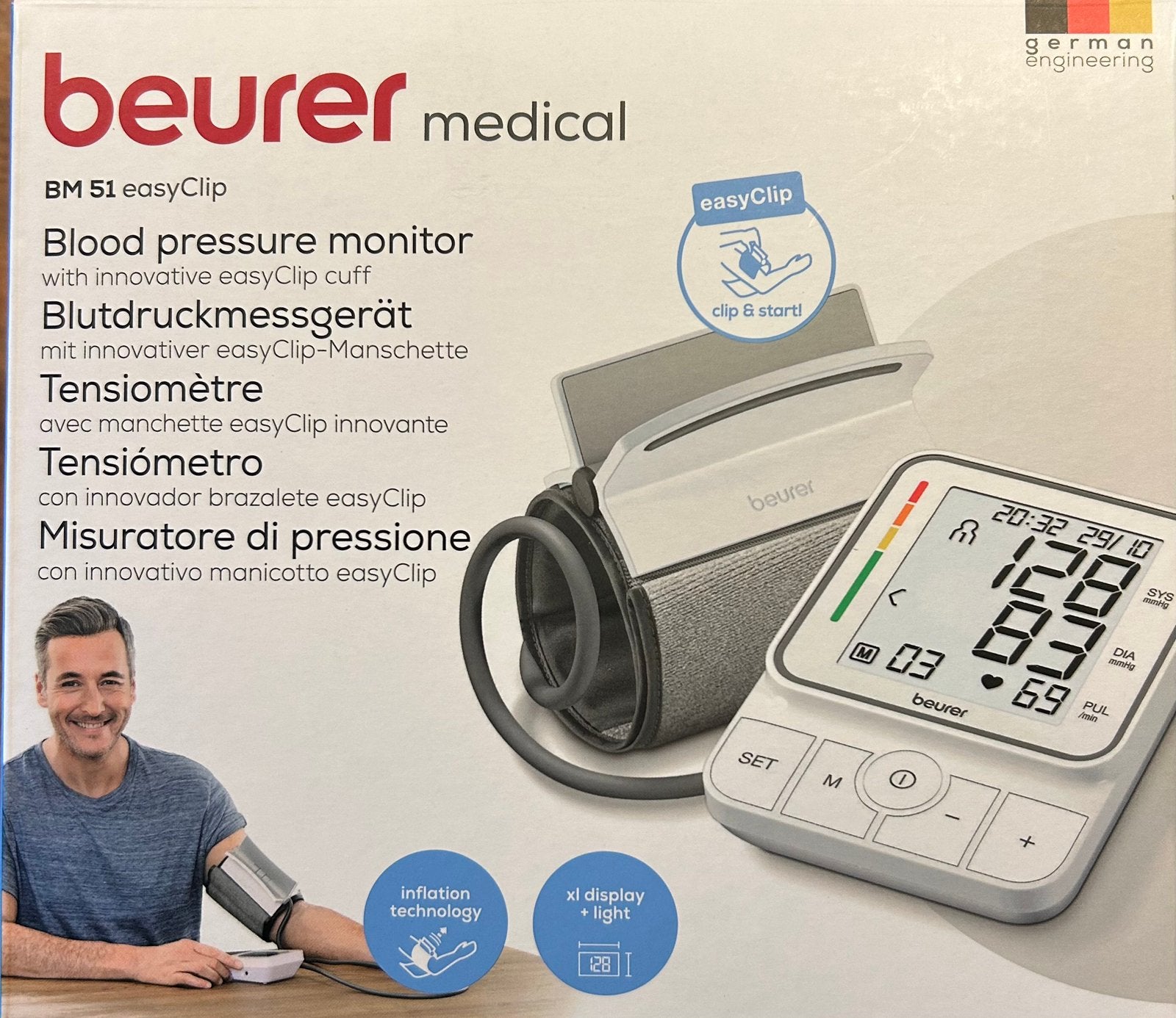 beurer bm 51 easyclip bovenarm bloeddrukmeter, Ophalen of Verzenden, Zo goed als nieuw