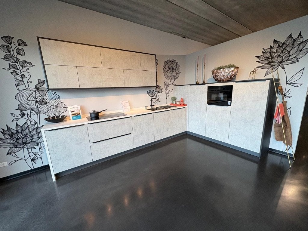 Showroomkeuken hoekkeuken Sachsen Küchen - Bosch apparatuur, Ophalen, Hoekkeuken, Zo goed als nieuw, Overige kleuren