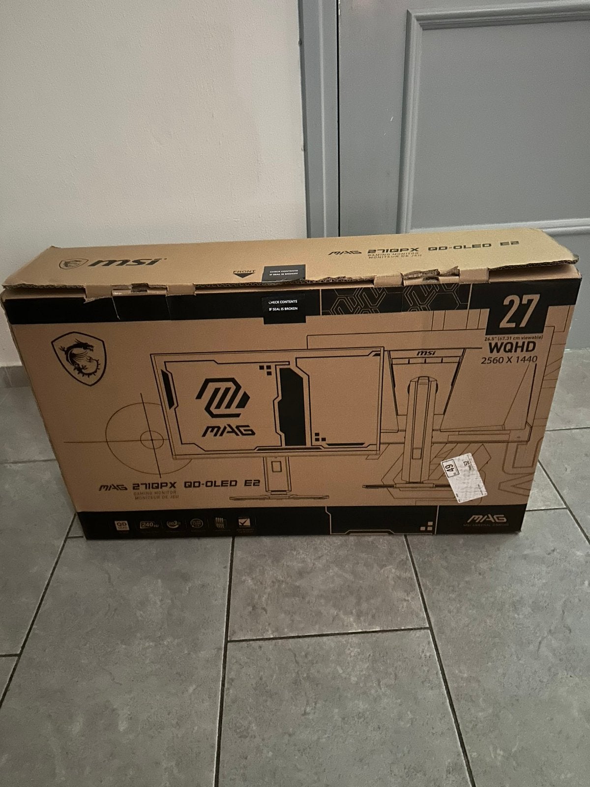 Oled monitor Msi 240hz 2K, Computers en Software, Ophalen of Verzenden, Zo goed als nieuw, 201 Hz of meer