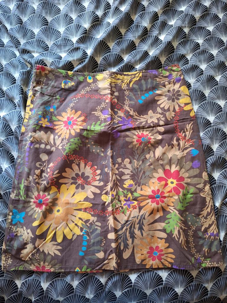 100% katoen rokje 40 botanische print warme tinten, Ophalen of Verzenden, Zo goed als nieuw, Maat 38/40 (M), Boven de knie