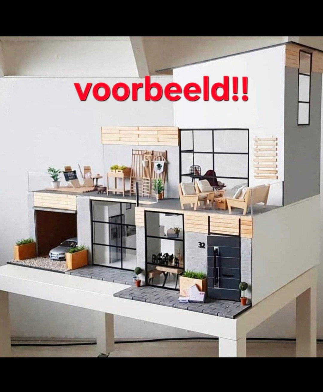 Modern Poppenhuis met Meubels en Accessoires, Ophalen, Zo goed als nieuw, Poppenhuis