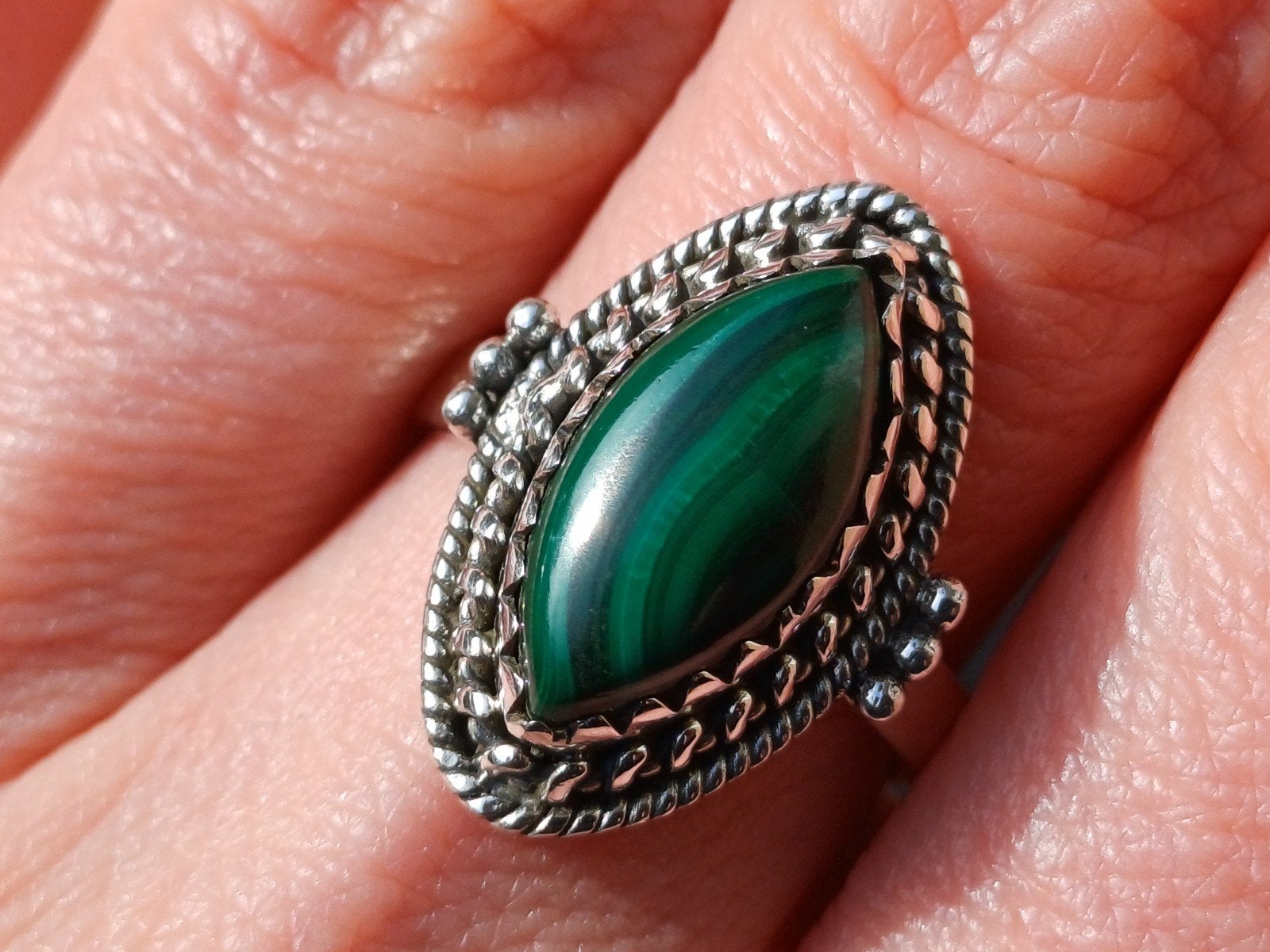 Vanoli 925 zilveren ring met malachiet maat 18, Daiva1973@hotmail.com, 18 tot 19, Vanoli, Amsterdam