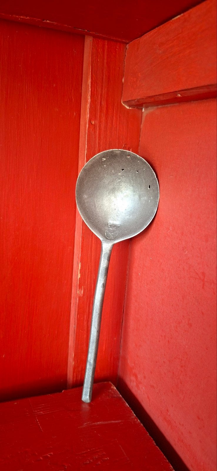 Antieke tinnen lepel ca. 1680. Gekroonde Roos & rattenstaart, Antiek en Kunst, Ophalen of Verzenden