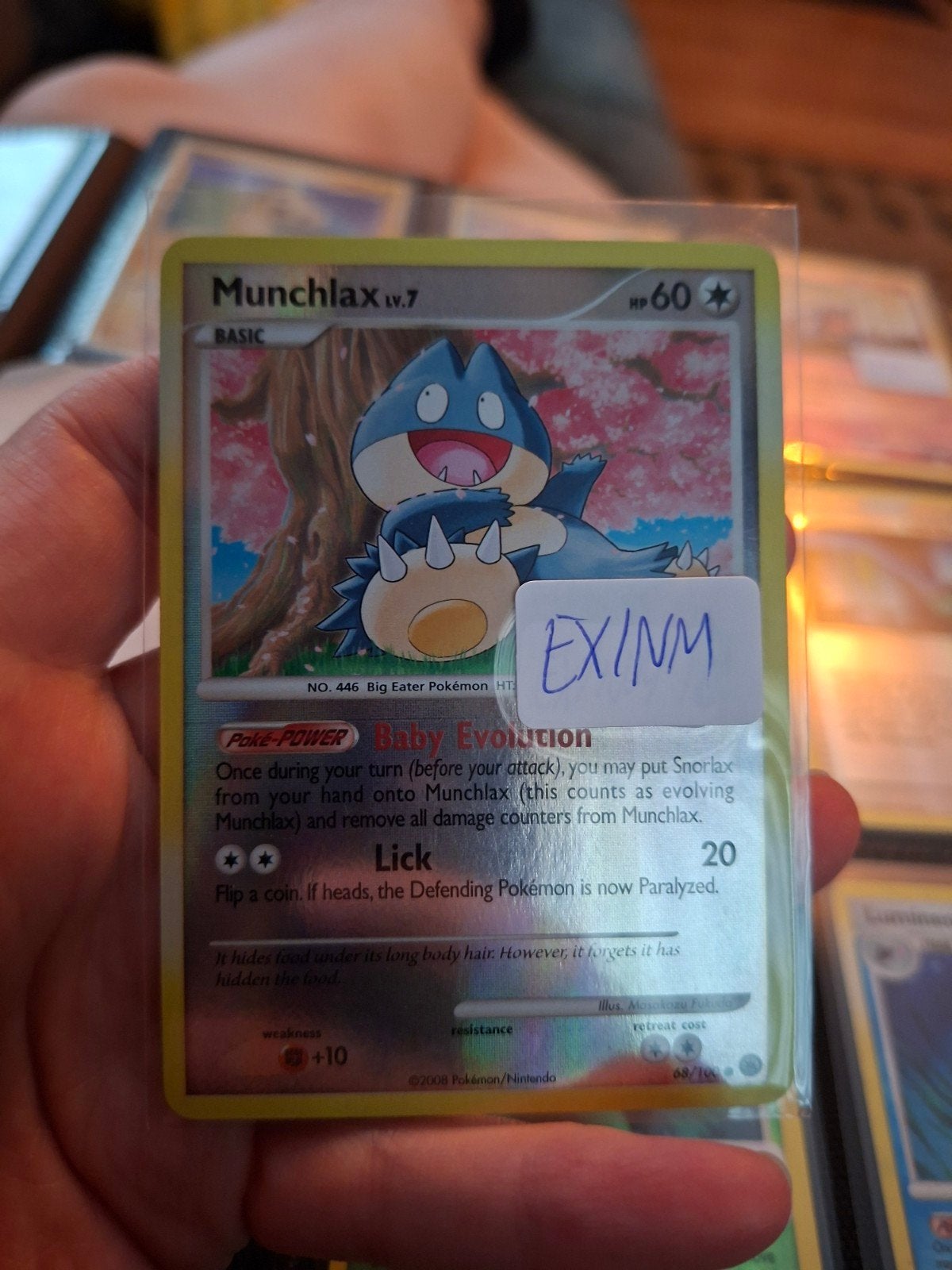 Munchlax Lv.7 reverse holo Pokémon Kaart - Baby Evolution, Ophalen of Verzenden, Zo goed als nieuw, Losse kaart