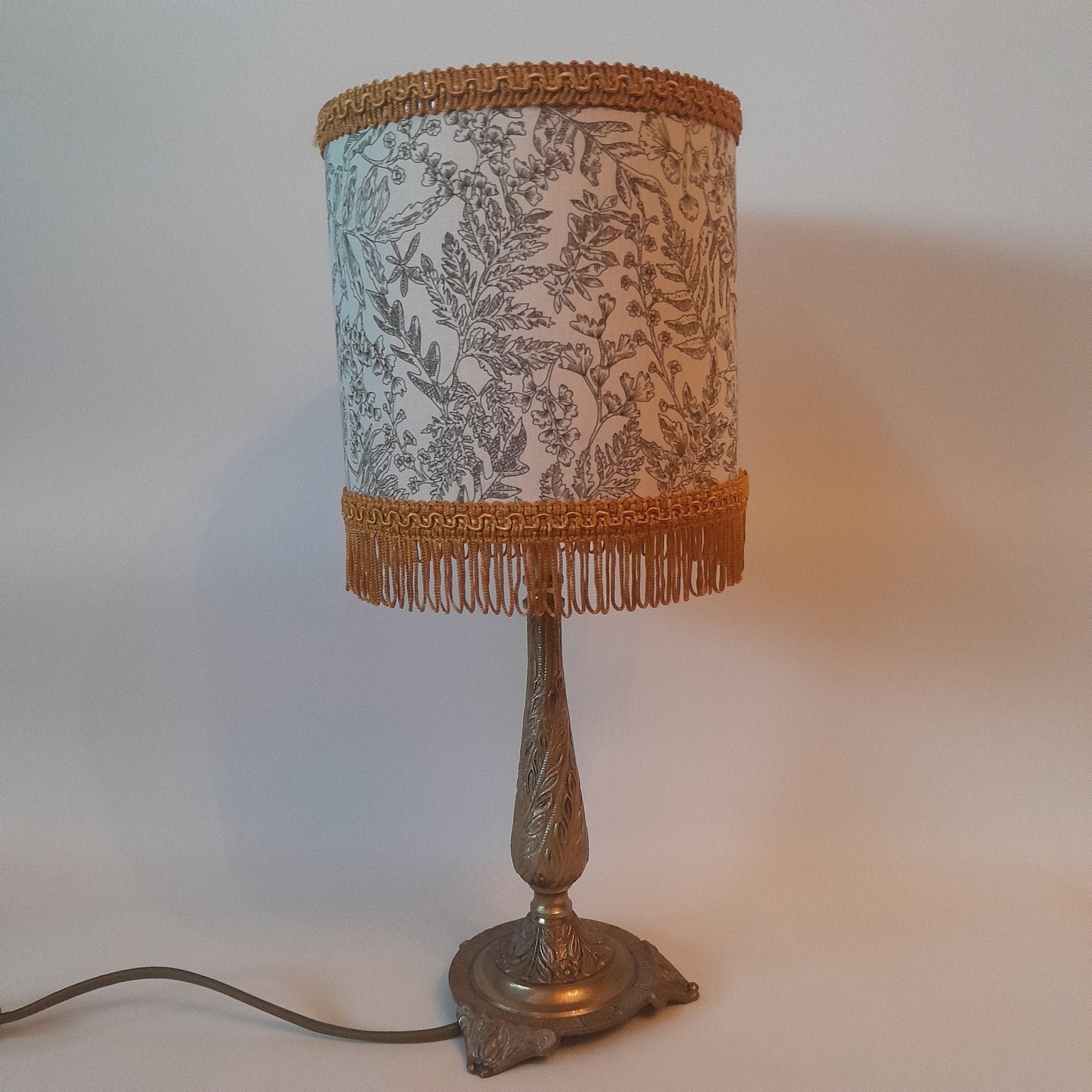 schemerlampje boudoir chic goud groen wit franje, Goud, Ophalen of Verzenden, Vintage