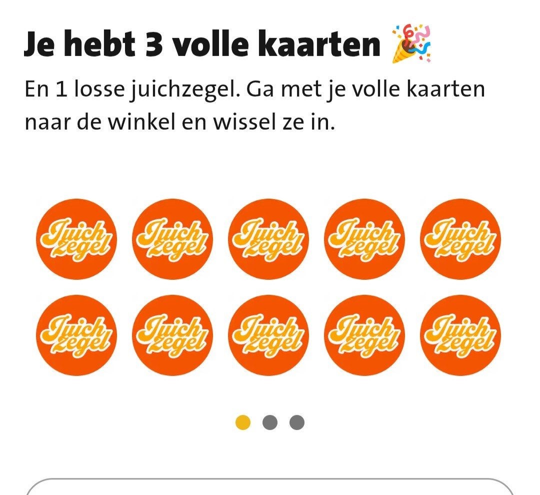 Jumbo juichzegels 3 volle kaarten, Ophalen of Verzenden, Winkel, Super of Benzinepomp, Volle spaarkaart