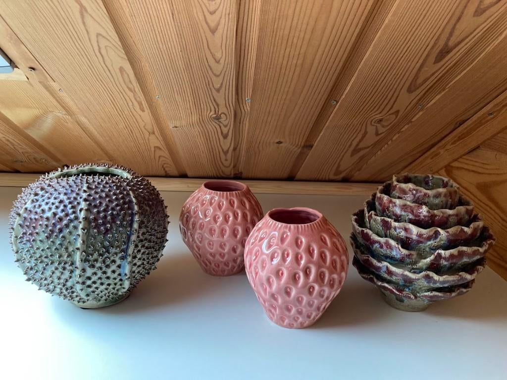 4 Des Pots vazen.Zee egel +Anemoon + aarbeien.Samen 50 euro, Antiek en Kunst, Ophalen of Verzenden