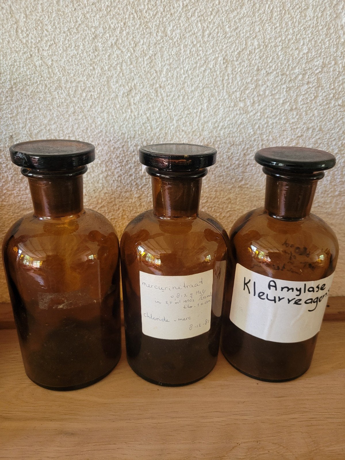 Antieke apothekersfles met stop 0,5L fles pot oud bruin glas, Ophalen of Verzenden