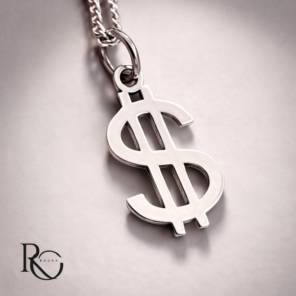 Zilveren Dollar Hanger 925 – incl. ketting (45 cm), Nieuw, Ophalen of Verzenden, Kruis of Symbool, Zilver