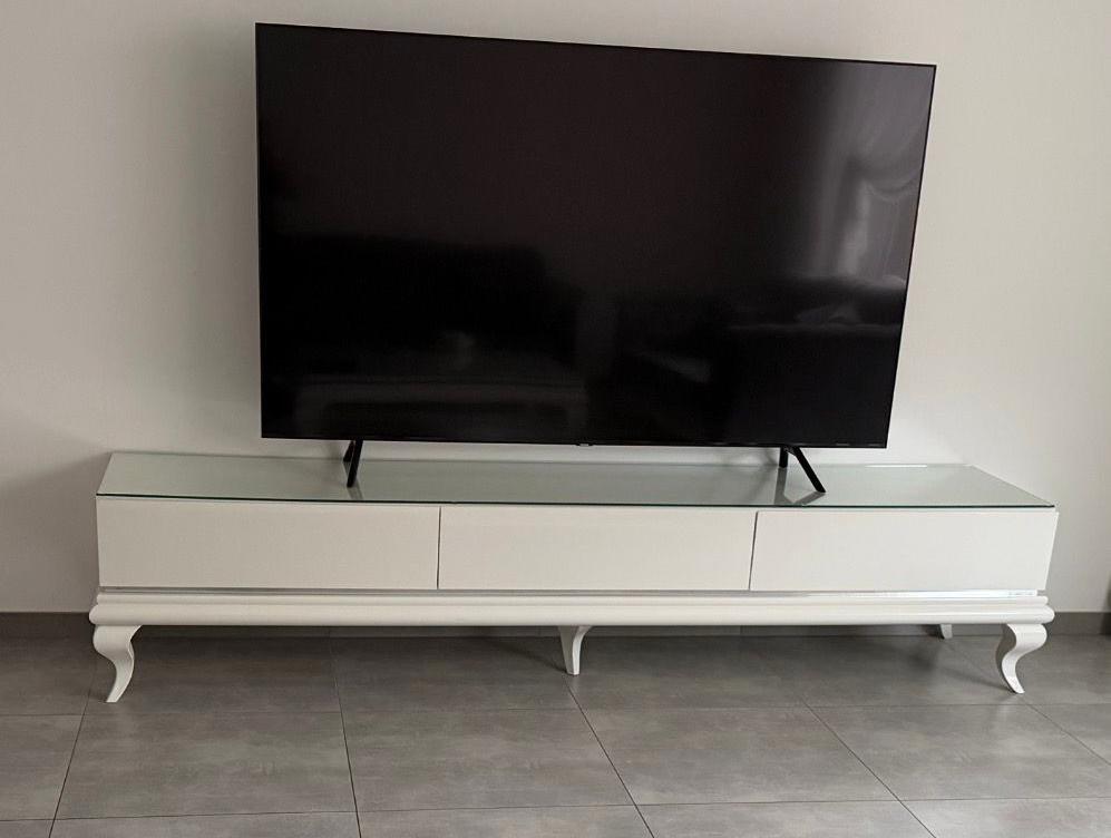 Tv meubel-wit Hoogglans(VOLLEDIG MDF) ZO GOED ALS NIEUW!!, Ophalen, Minder dan 100 cm, 25 tot 50 cm, Glas
