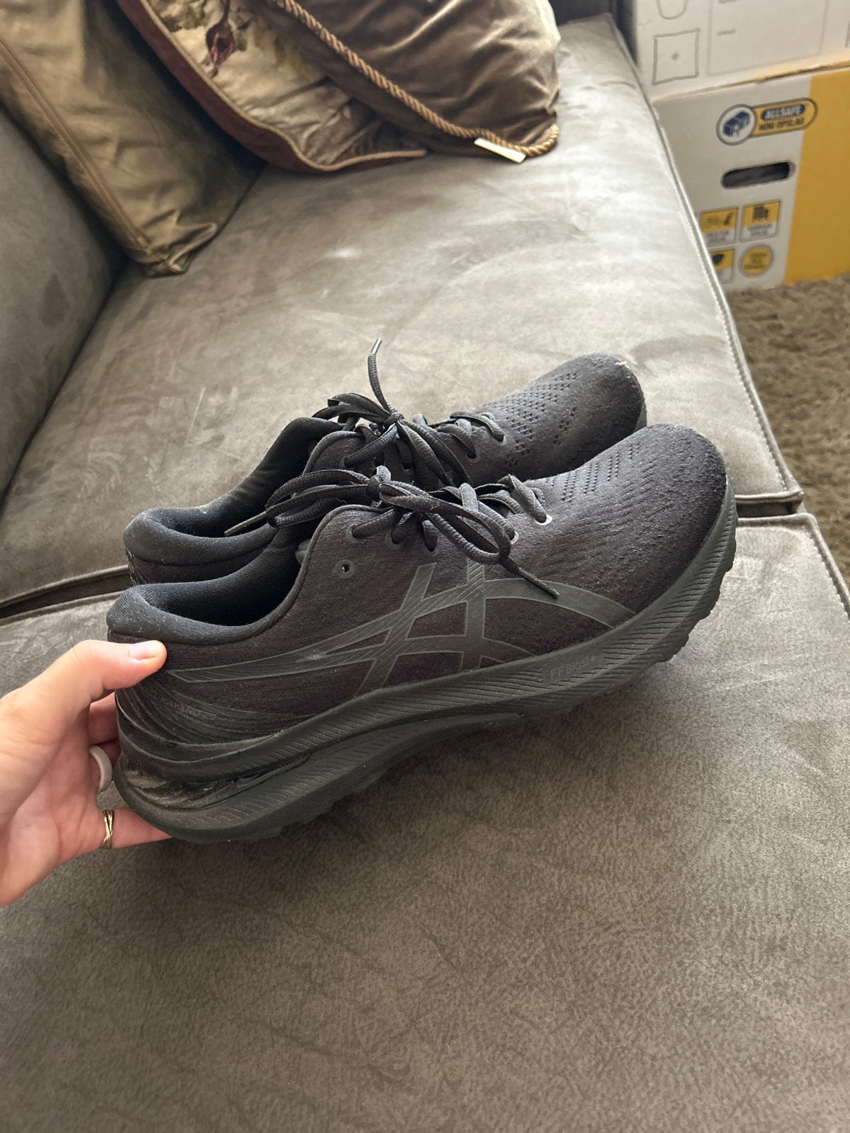 Asics Gel-Kayano Hardloopschoenen Maat 45 met Sidas Zooltje, Ophalen of Verzenden, Zo goed als nieuw, Zwart, Sportschoenen