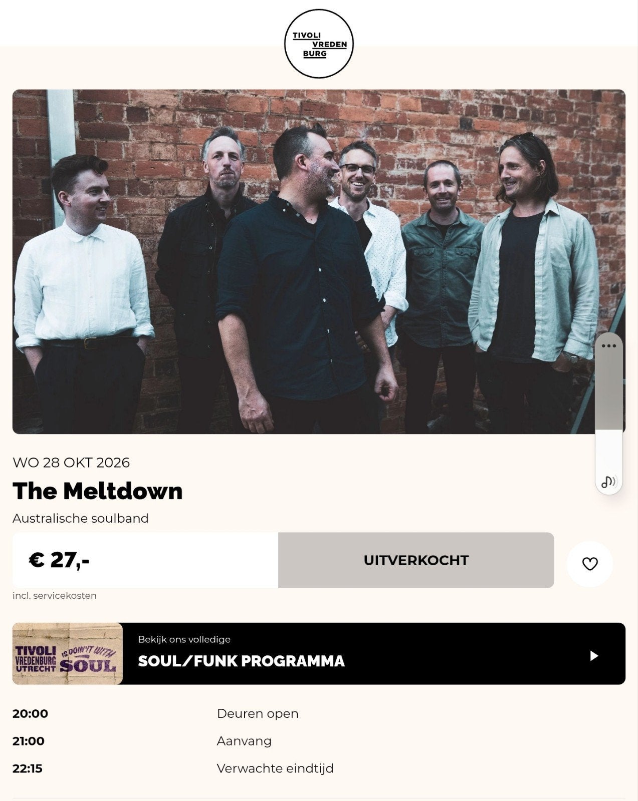 2 x ticket The Meltdown Tivoli Vredenburg 28 oktober 2026