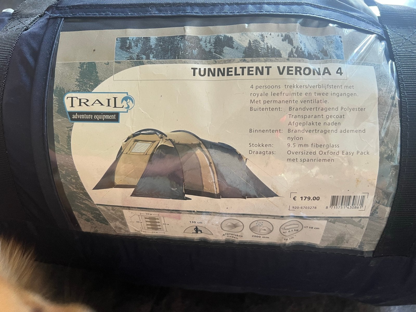 Trail Tunneltent Verona 4 - 4 persoons trekkerstent, Ophalen, Zo goed als nieuw, Tot en met 4
