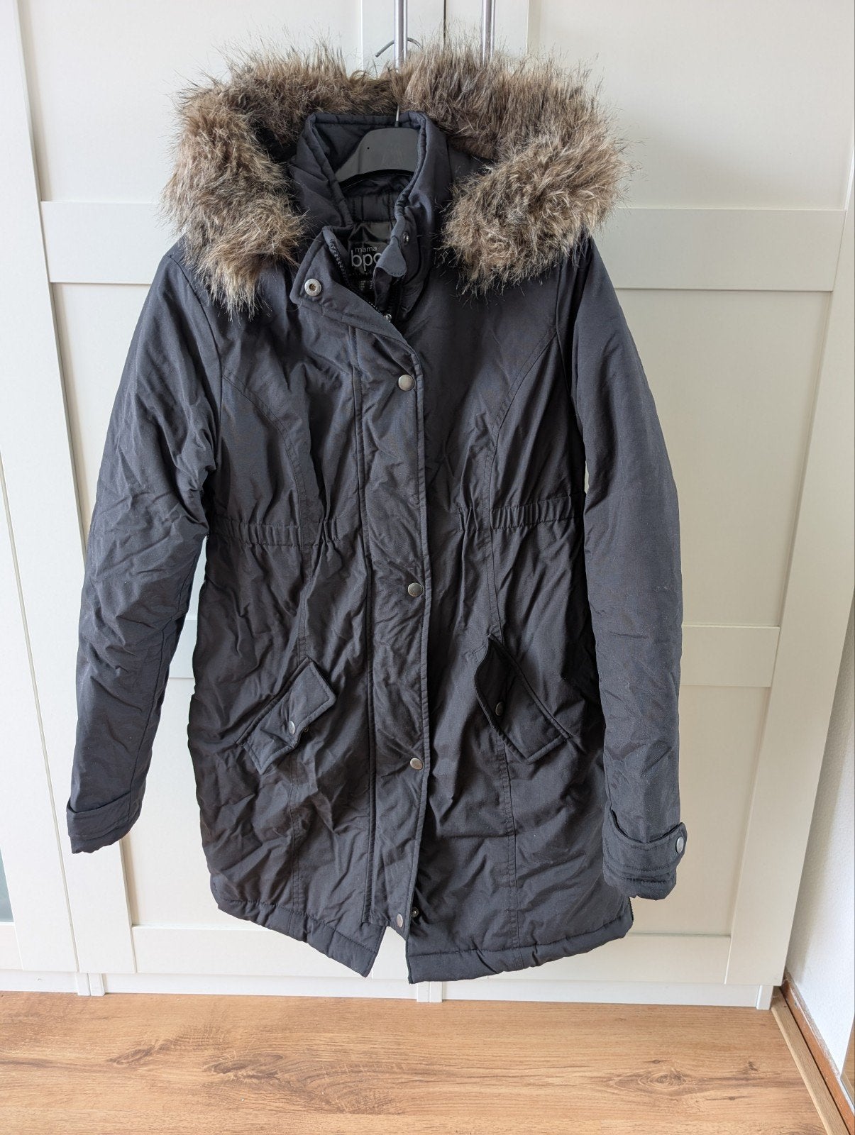 Zwangerschap- en draagwinterjas maat 34, Kleding | Dames, Zwart, Ophalen of Verzenden, Zo goed als nieuw, Maat 34 (XS) of kleiner