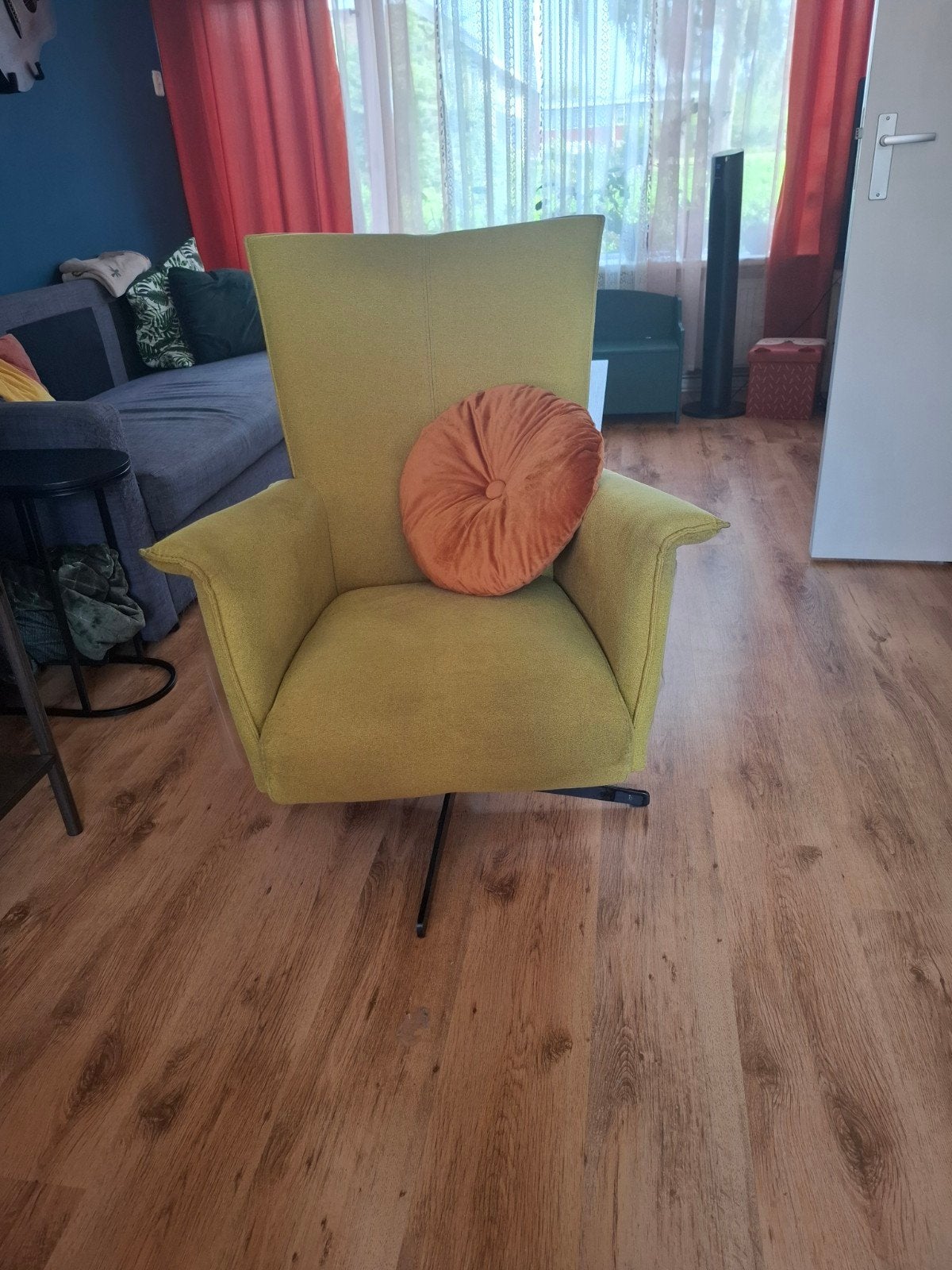 Groene Henders&Hazel draai fauteuil, Ophalen, Gebruikt, Minder dan 75 cm, Stof
