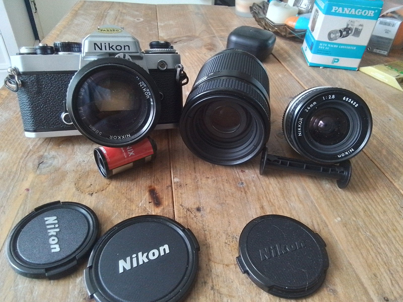 Nikon FE compleet met 3 lenzen, Ophalen of Verzenden, Spiegelreflex, Nikon