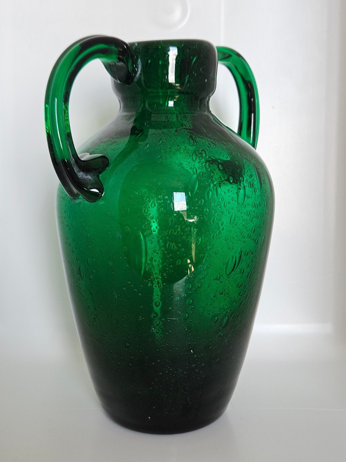 Vintage glazen Leerdam vaas Antiqua groen glas, Antiek en Kunst, Antiek | Glas en Kristal, Ophalen of Verzenden