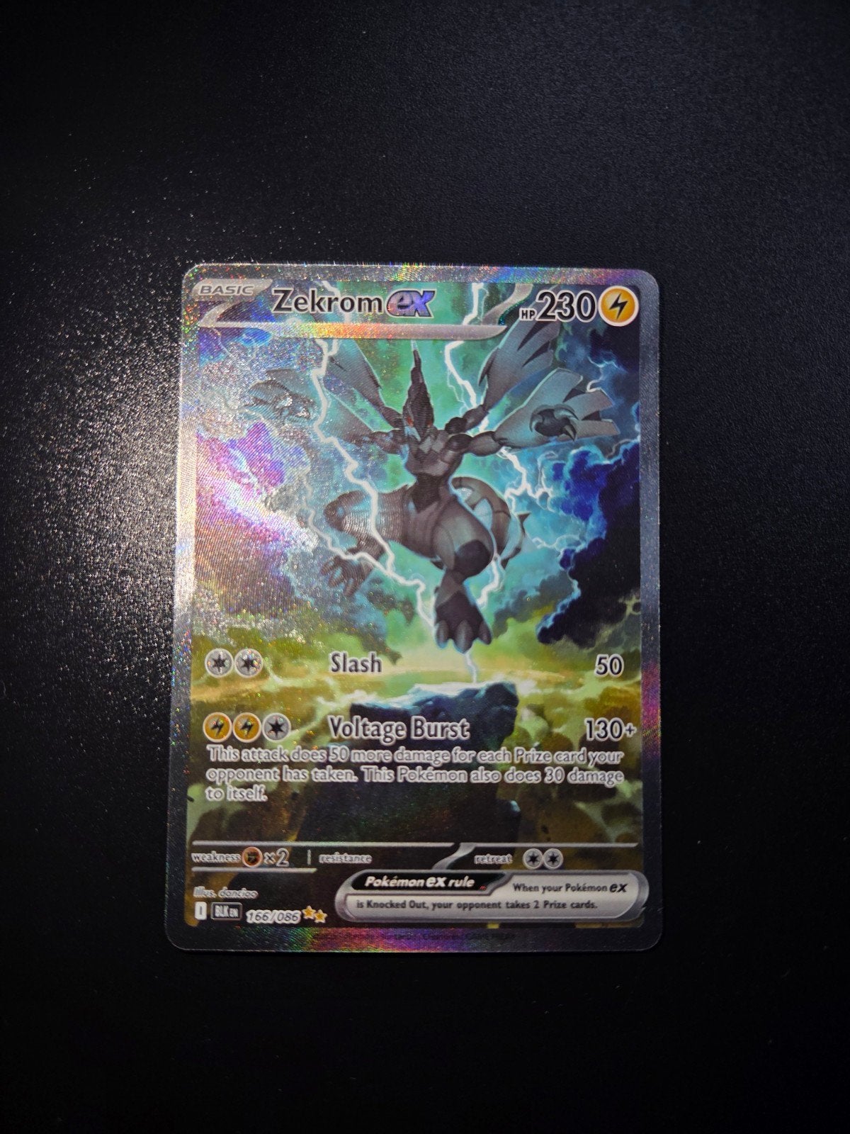 Zekrom ex 166 Pokemon Black Bolt Illustration, Ophalen of Verzenden, Zo goed als nieuw, Booster, Foil