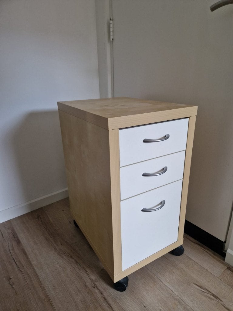 Bureaukastje (IKEA-ladeblok in berkenlook ), Huis en Inrichting, Bureaus, Ophalen, Gebruikt, Scandinavisch, Spaanplaat of MDF