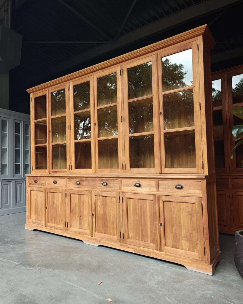 287cm brede winkelkast | Xxl teakhouten buffetkast  #4195