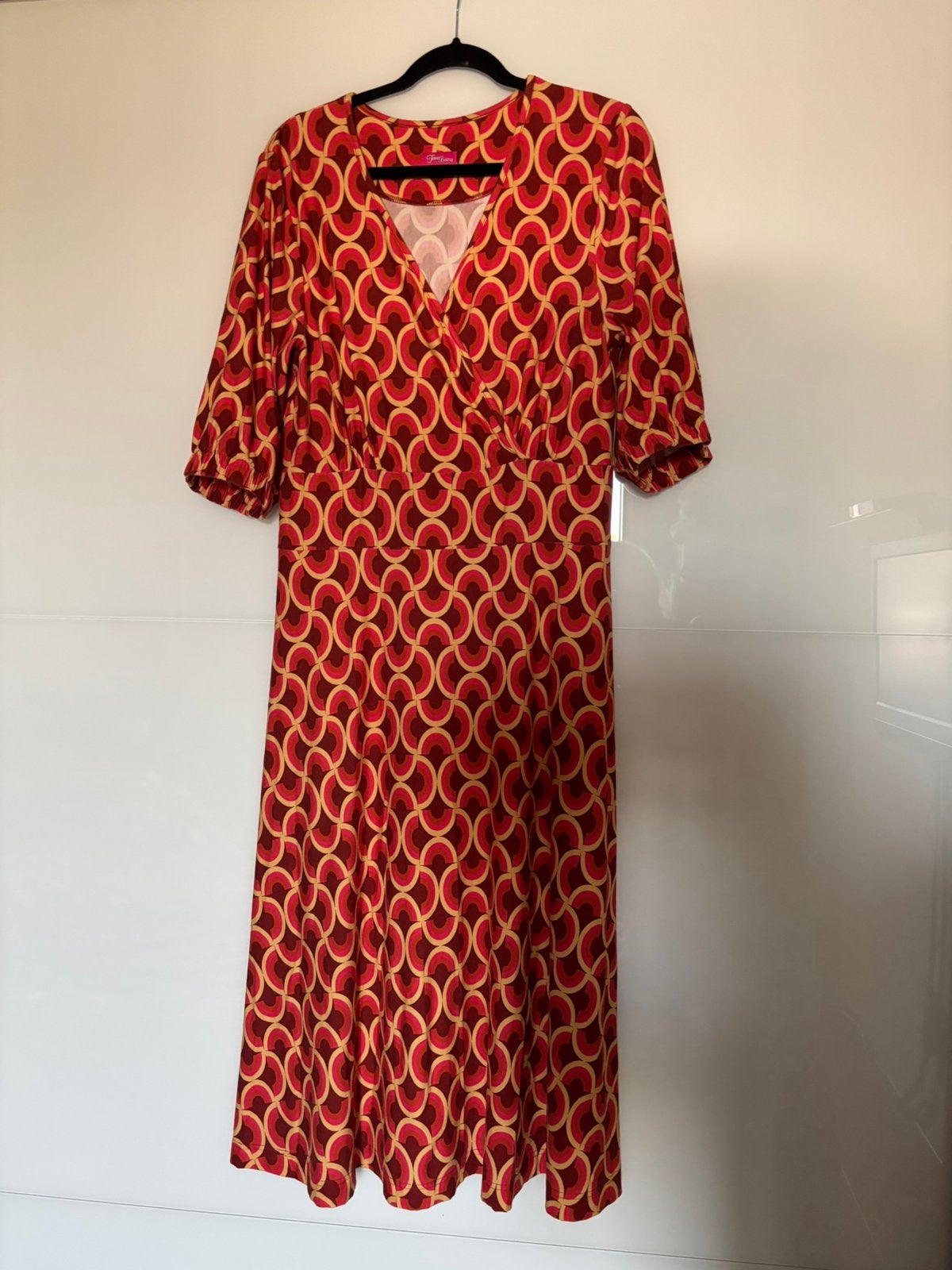 Mooie midi jurk tante betsy mt xl, Ophalen of Verzenden, Zo goed als nieuw, Maat 46/48 (XL) of groter, Onder de knie