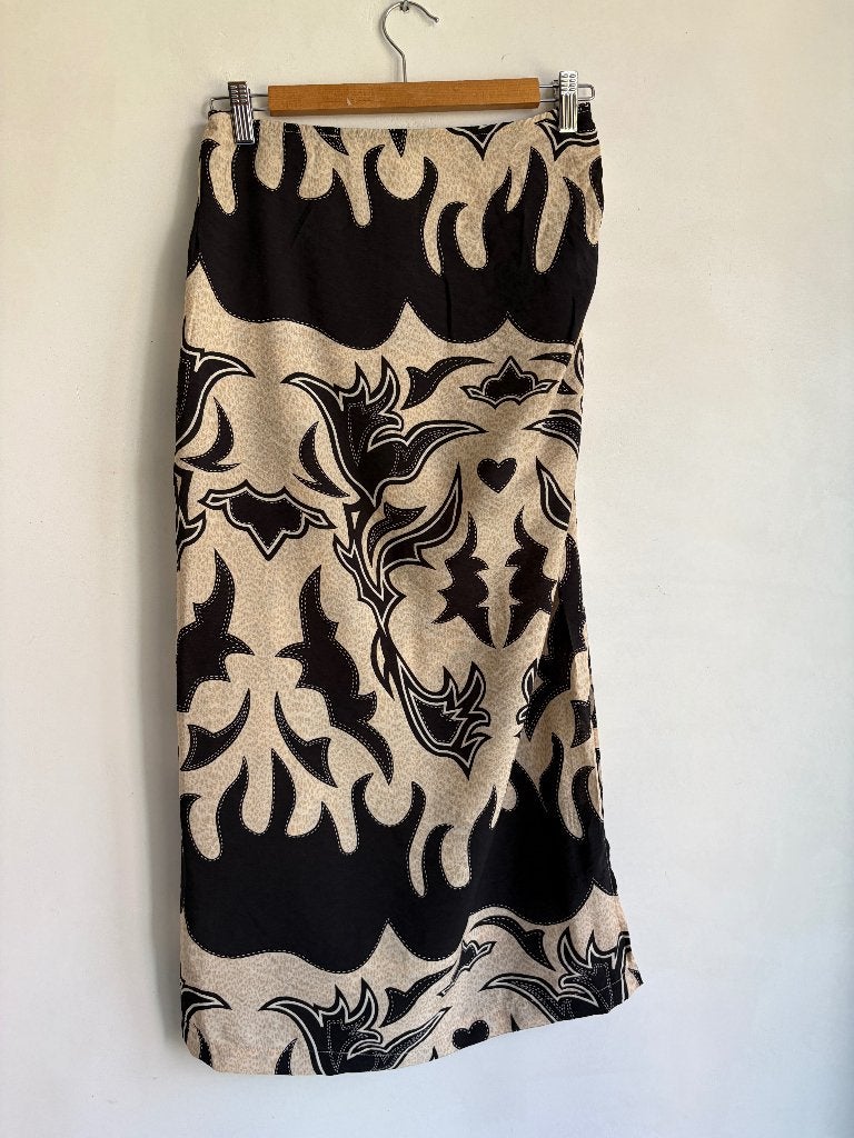 shoeby maxi rok beige zwart maat m, Maat 38/40 (M), Verzenden, Zwart, Zo goed als nieuw