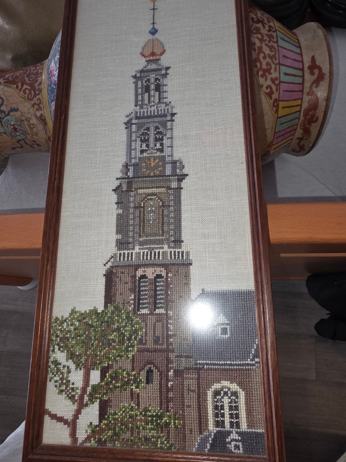 Handgemaakt Kruissteek Schilderij Westertoren Amsterdam, Ophalen of Verzenden, Gebruikt, Overige typen