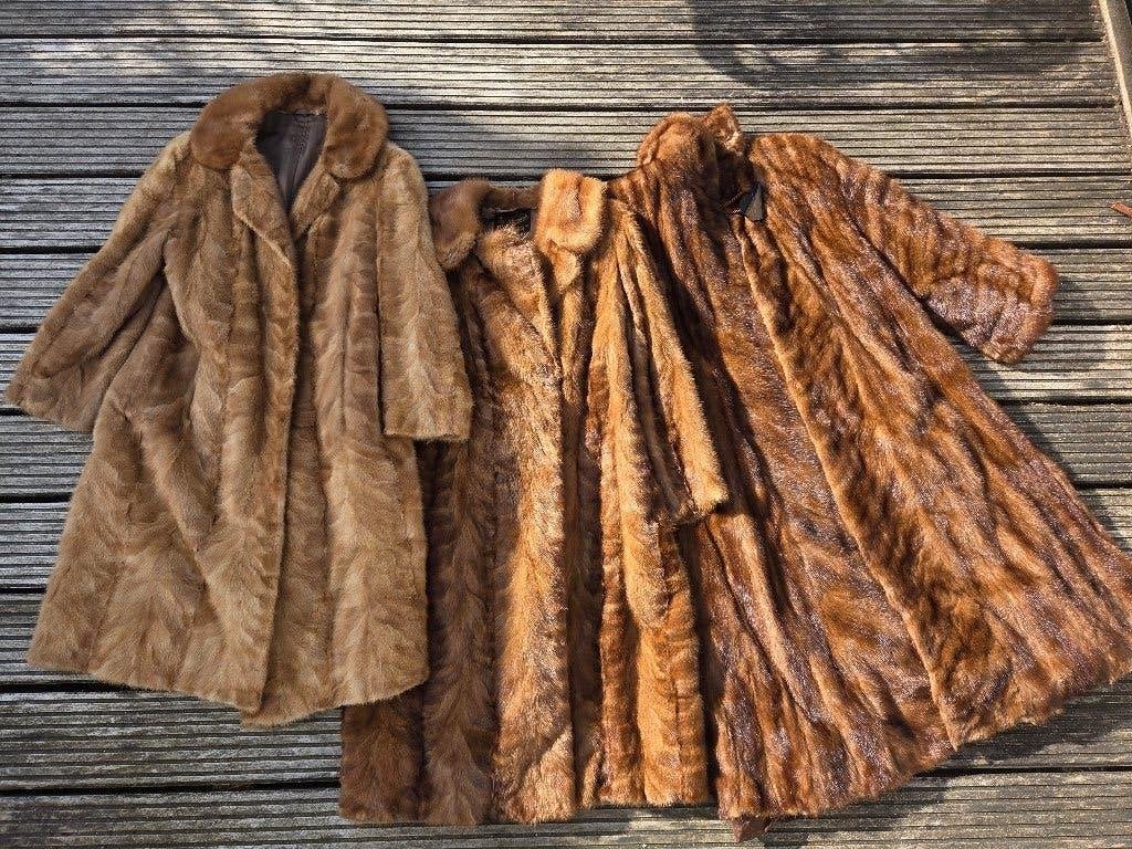 Set van 3 Vintage Bontjassen - Diverse Bruintinten, Ophalen, Dames, Onbekend