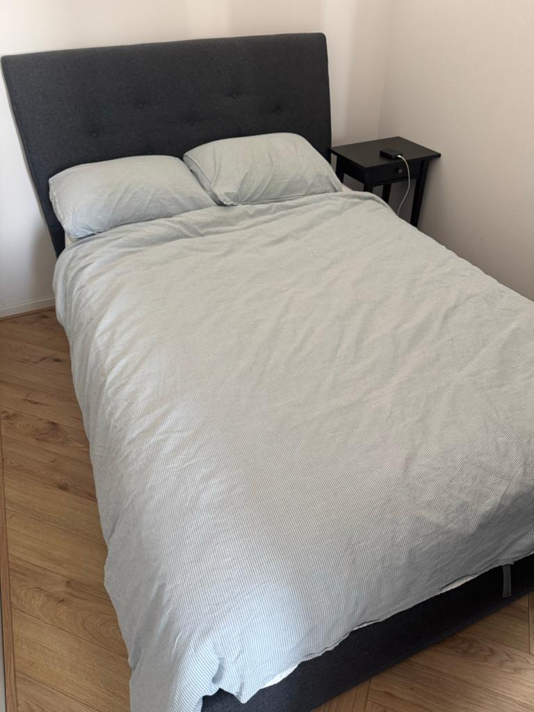 IDANAS bed met opbergruimte en matras 140x200 donkergrijs, Tweepersoons, Zo goed als nieuw, 200 cm, 140 cm