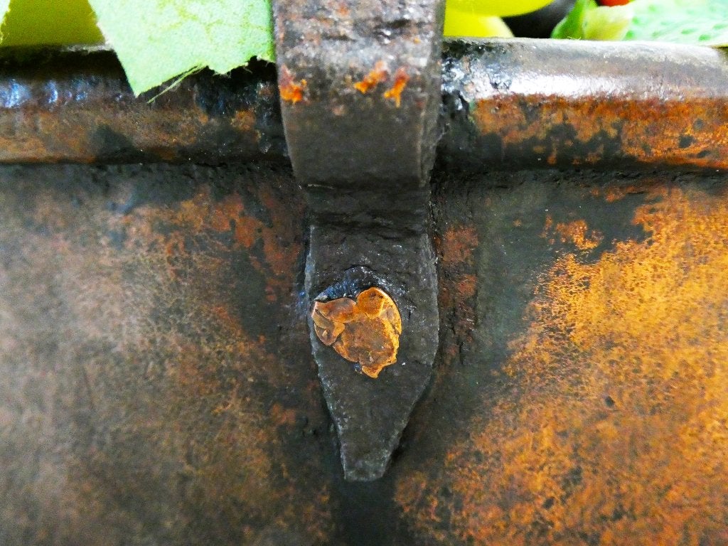 Koperen platte pan smeedijzeren hengsel fruitschaal druiven, Ophalen of Verzenden, Koper