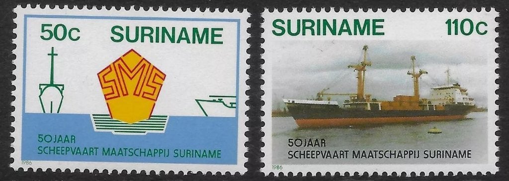 Suriname 1986 50jr Scheepvaart maatschappiij Suriname pfrs, Verzenden, Postfris