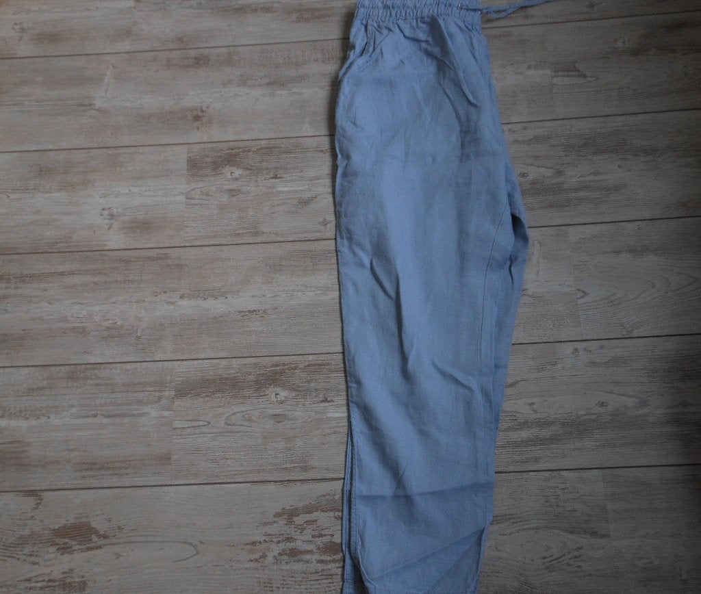 H&M broek 100% katoen., Blauw, Maat 42/44 (L), Ophalen of Verzenden, Zo goed als nieuw