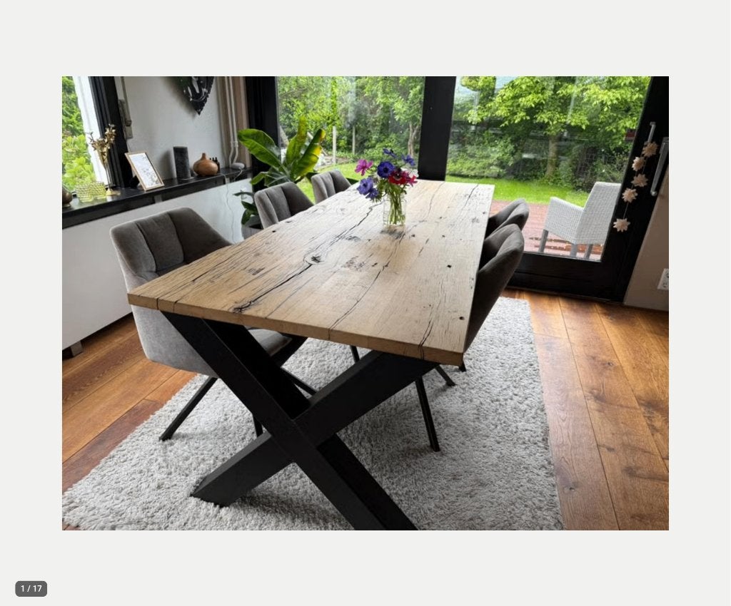 Bureau Tafel Geborstelde wagonplanken, Huis en Inrichting, Bureaus, Ophalen, Gebruikt, Hout, 84 cm
