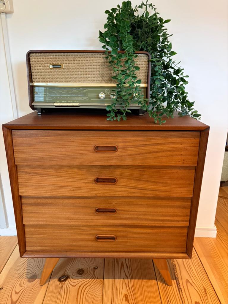 Ladekast | Vintage | Mid century, Huis en Inrichting, Kasten | Ladekasten, Ophalen, Gebruikt, Teakhout, 50 tot 100 cm