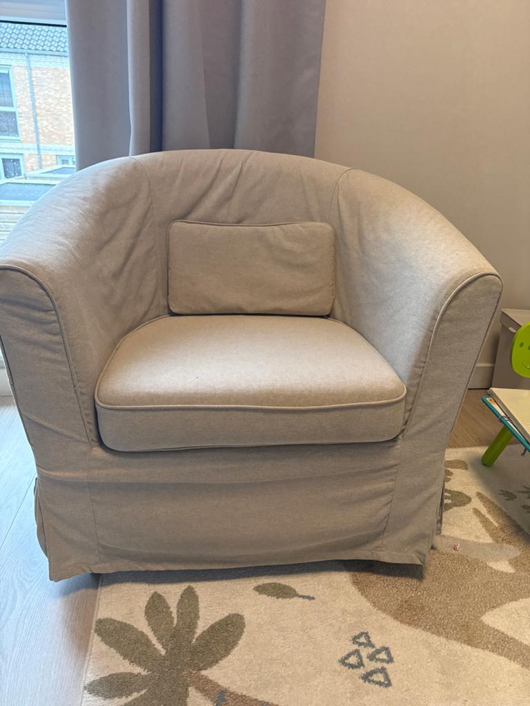 Comfortabele IKEA fauteuil - Beige Grijs/, Huis en Inrichting, Fauteuils, Ophalen, Zo goed als nieuw, Stof, 75 tot 100 cm