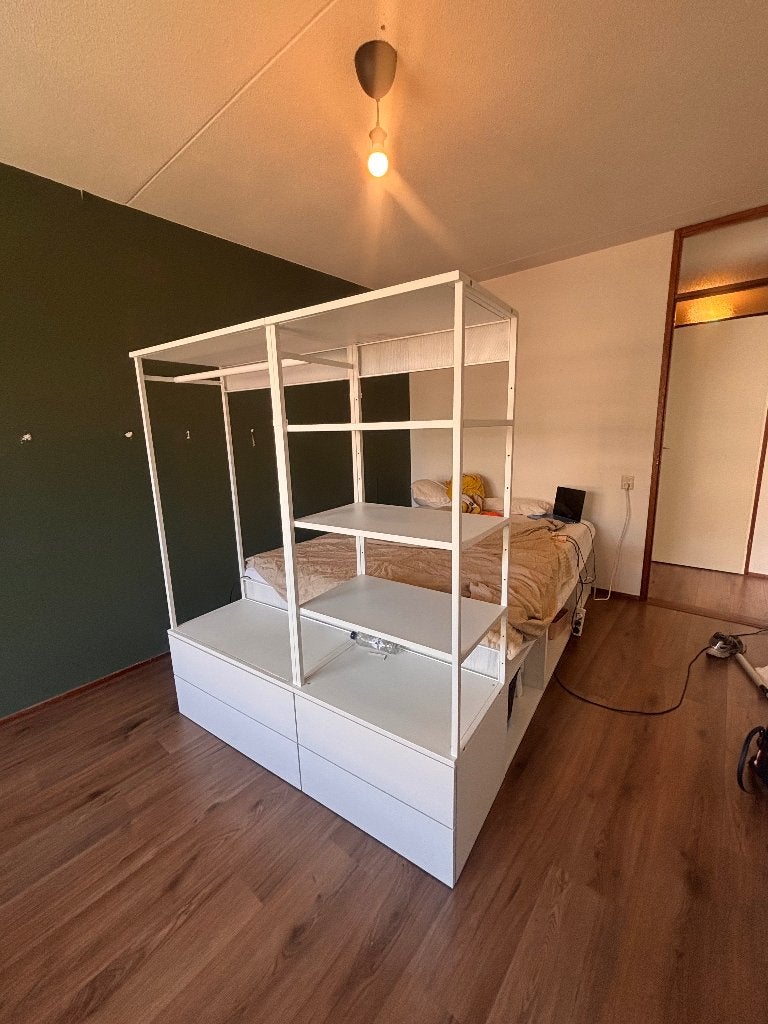 Bedframe, Ophalen, Wit, Tweepersoons, 140 cm