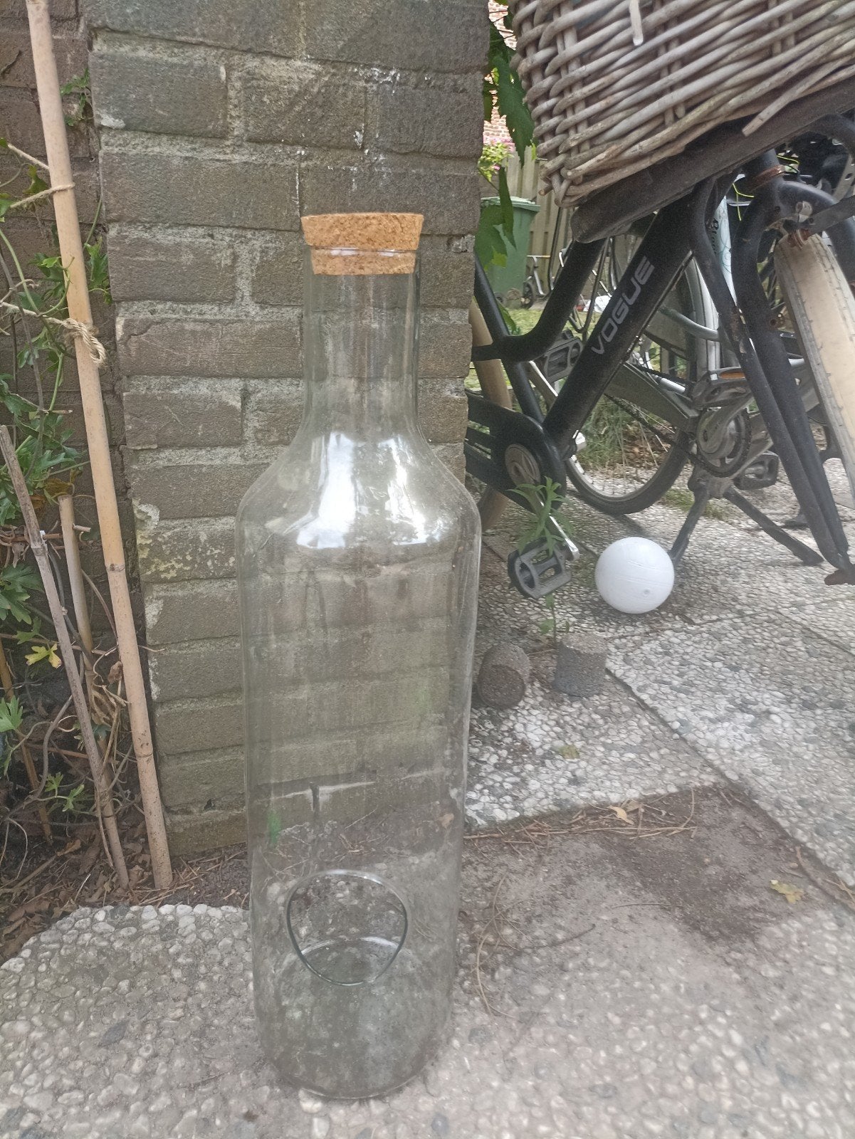 Grote glazen fles met kurk - 63cm hoog., Ophalen of Verzenden