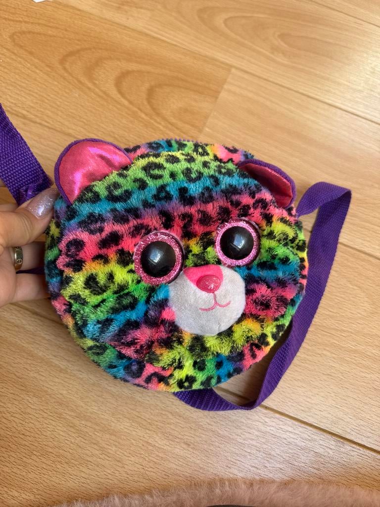 Ty Beanie Boo Tijger Tasje - Regenboog Luipaard Print, Ophalen of Verzenden, Meerkleurig, Klein (minder dan 20 cm), Ty