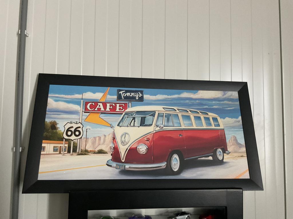 Vw Samba T1 bus schilderij poster hout zeer mooi, Ophalen, Zo goed als nieuw, Schilderij, Minder dan 50 cm