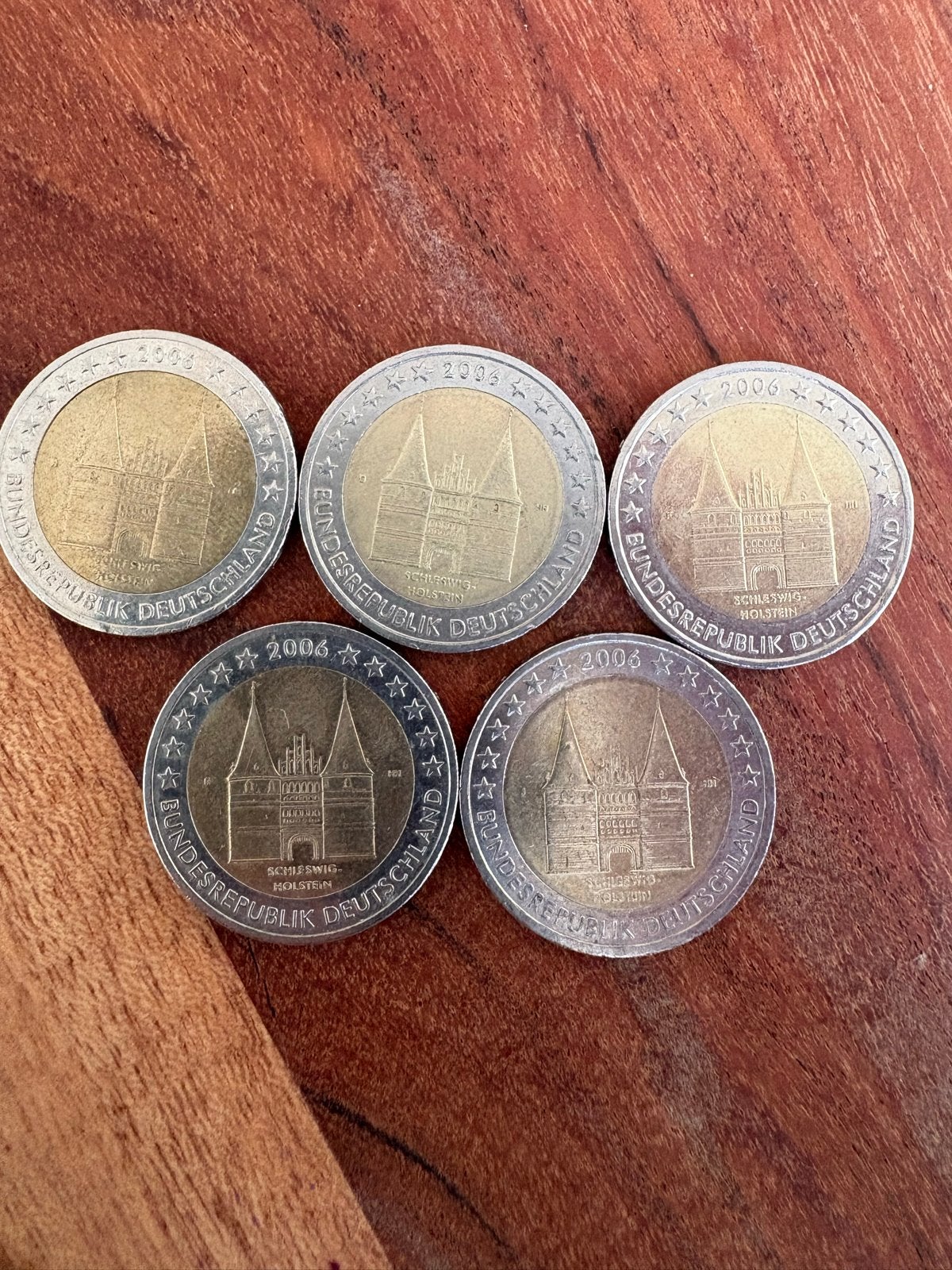5x Duitse 2 Euro munten 2006 Schleswig-Holstein, Ophalen of Verzenden, Duitsland, 2 euro, Setje