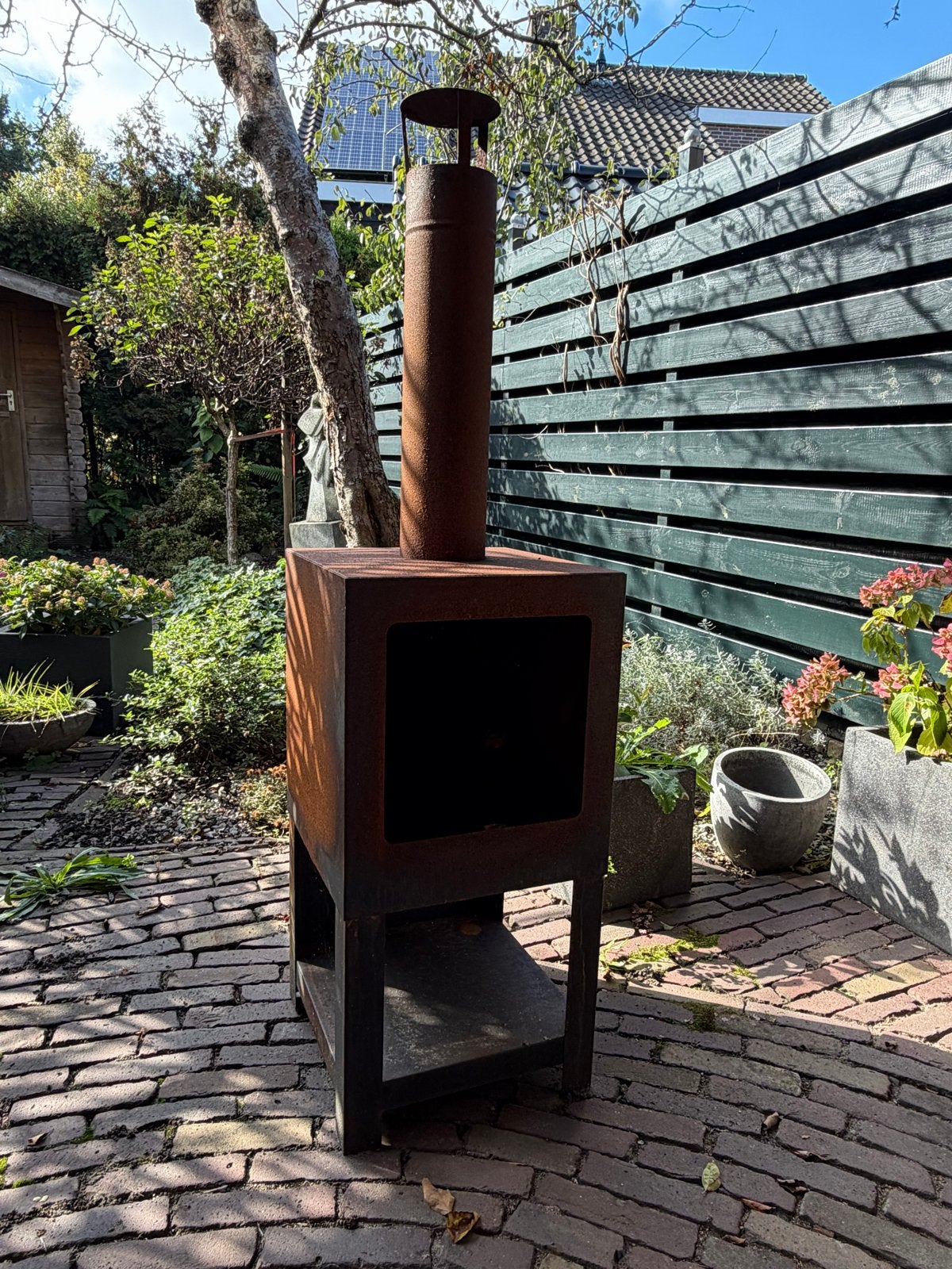 Robuuste vuurkorf/tuinhaard van cortenstaal, Ophalen, Gebruikt, Vuurkorf