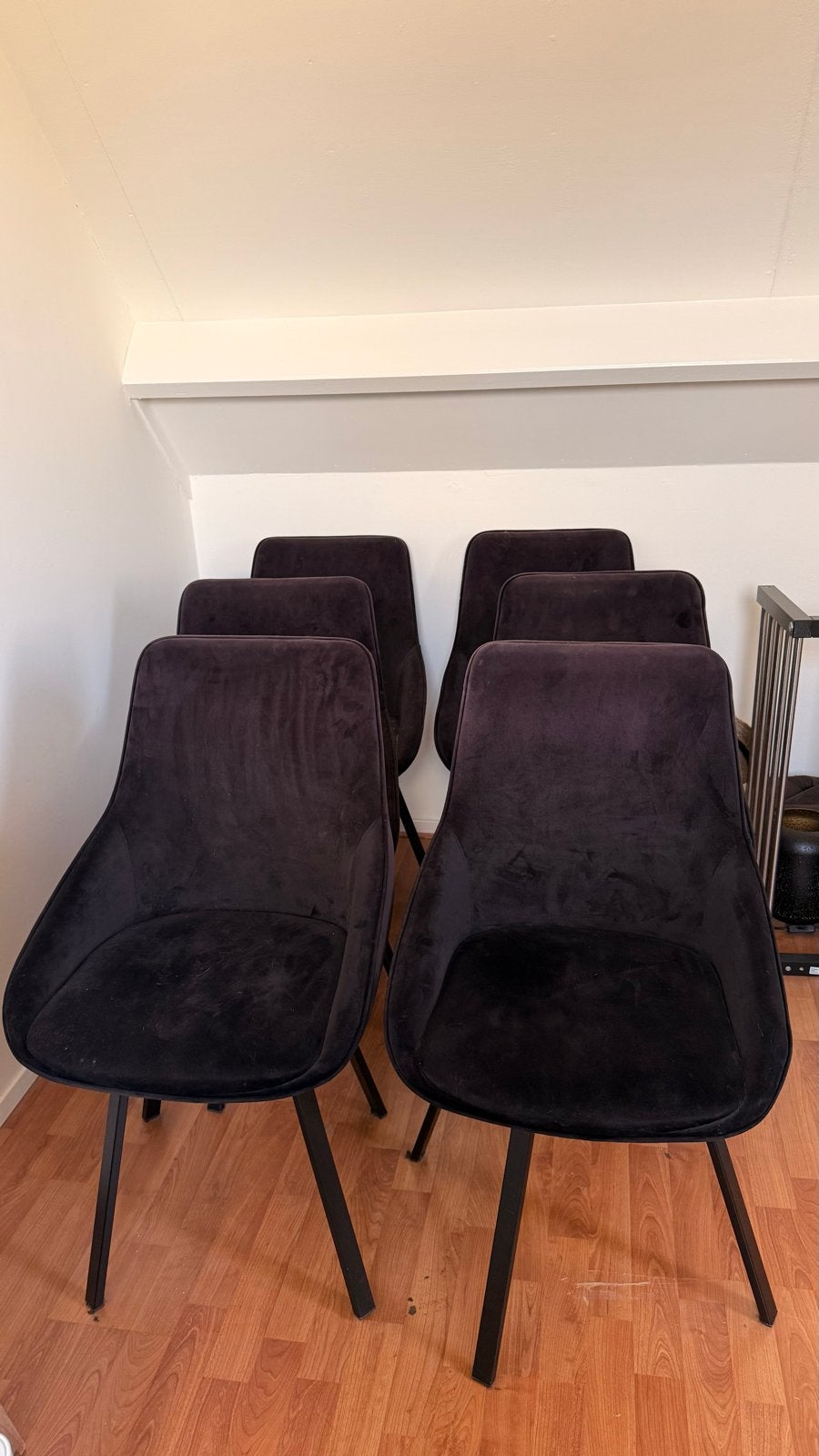 6x Zwarte Draaibare Eetkamerstoelen Beau (By-Boo), Ophalen, Gebruikt, Zwart, Vijf, Zes of meer stoelen